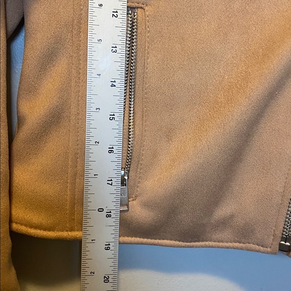 Abercrombie & Fitch Faux Suede Moto Jacket Womens Small Blush Pink Beige Zip Up - Picture 14 of 15